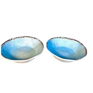 Set of 2 Tommy Bahama Turquoise 'Rustic Crackle' Melamine Cereal Bowls
